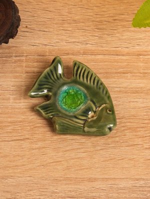 Подставка под благовония «Экзотическая рыбка», 6x5x1 см, керамика, зелёная