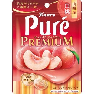 KANRO Puregumi Premium – мармеладки с белым персиком из Яманаси