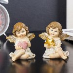 Сувенир полистоун &quot;Ангелок Ася с сердцем/звездой&quot; МИКС 8х7х7,5 см