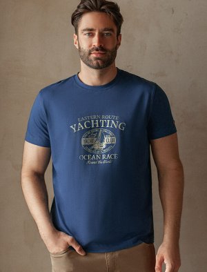 Футболка из премиального хлопка с авторским принтом т.синий_yachting