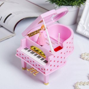 Шкатулка пластик музыкальная механическая "Розовый рояль" 9,2х14х10,8 см