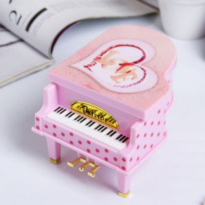 Шкатулка пластик музыкальная механическая "Розовый рояль" 9,2х14х10,8 см