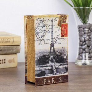 Сейф-книга дерево шёлк &quot;Панорама Парижа&quot; 17х11х5 см