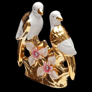 Сувенир "Белые попугаи с цветами" 14,5х13,3х4,5 см