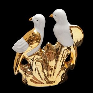 Сувенир "Белые попугаи с цветами" 14,5х13,3х4,5 см