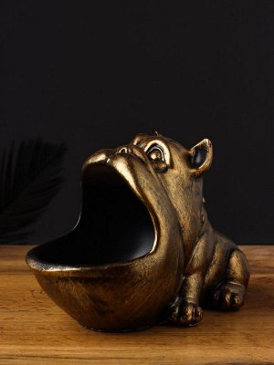 Подставка для мелочей «Бульдог», 15x20x11 см, полистоун под золото