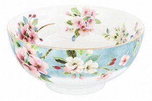 Салатник "Яблоневый цвет на голубом" - Элегантный NEW BONE CHINA, 700 мл