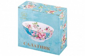 Салатник "Яблоневый цвет на голубом" - Элегантный NEW BONE CHINA, 700 мл