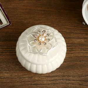 Шкатулка керамика "Перламутровый цветок" В ассортименте 5,8х7,5х7,5 см