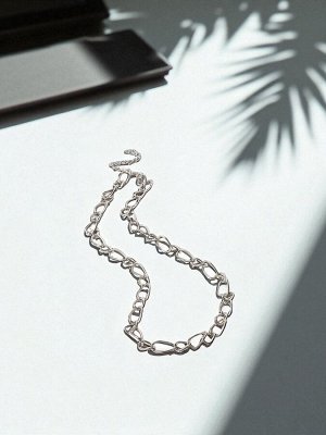 Колье «Цепь» разные звенья, цвет серебро,55 см