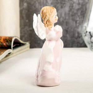 Сувенир керамика &quot;Ангел-девочка в розовом платье с накидкой, с книгой в руке&quot; 12,4х6х7,7 см
