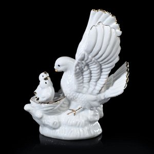 Сувенир "Белый голубь с птенчиками в гнезде" стразы 13х11х8 см