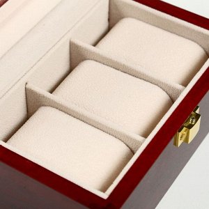 Шкатулка для часов 3 отделения «Красно-коричневая», дерево, лак, 8?16.5?11 см