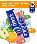 Dental Clinic 2080 Корейская Зубная паста 2080, Витаминный уход, комплексная защита от кариеса и заболеваний дёсен ORANGE+ APPLE+ MINT, вкус мяты, апельсина и зеленого яблока, 120 г