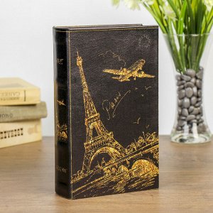 Сейф-книга дерево "Ночной Париж " кожзам 21х13х5 см