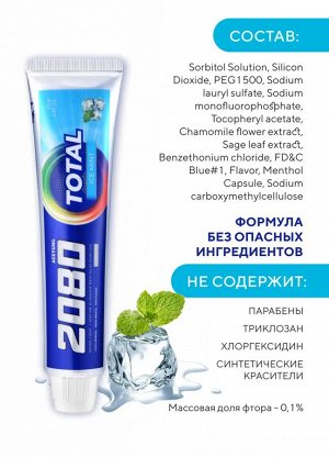 Dental Clinic 2080 Зубная паста защита от кариеса, отбеливание, Ледяная мята, "Ice mint", 120 гр