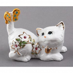 Сувенир "Котёнок с бабочкой на хвостике" стразы 9х7,5х4,5 см