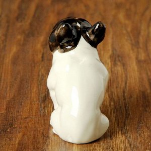 Статуэтка фарфоровая "Французский Бульдог бело-чёрный", 8 см, авторская роспись