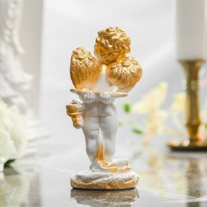 Статуэтка "Амур" цвет белый, с золотистым декором, 17 см