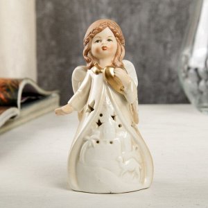 Сувенир керамика световой "Ангел-девочка в платье с Вифлеемской звездой" 11,2х4,8х6,7 см