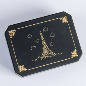 Шкатулка пластик для украшений "Эйфелева башня" чёрная матовая 6х14,2х10,7 см