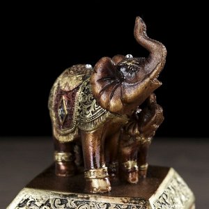 Шкатулка полистоун &quot;Африканский слон в золотой, ажурной попоне&quot; 14,5х8,5х8,5 см