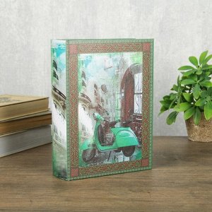 Шкатулка-книга дерево кожзам "Зелёный мопед" 23х17х6 см   4060603