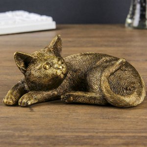 Сувенир полистоун под золото "Кошечка Маркиза лежит" 7х16х12 см