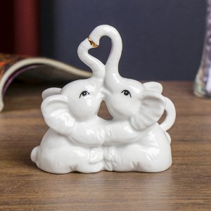 Сувенир "Два белых слоника с цветами" стразы 11х11х4 см