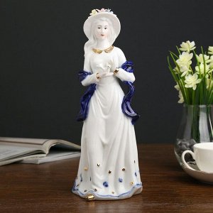 Сувенир керамика "Девушка с голубем в руках" кобальт 31х10,5х12 см
