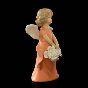 Сувенир "Ангелочек-девочка с корзинкой белых роз" 14х5х8 см
