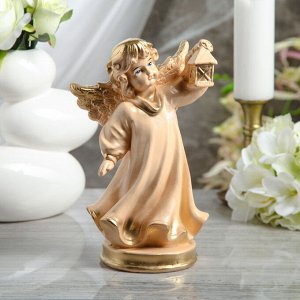 Статуэтка "Ангел с фонарём" 24 см, бежевая
