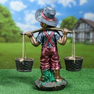 Садовая фигура "Мальчик с вёдрами" цвет бронза, 49 см