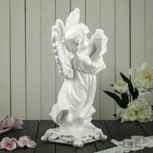Сувенир "Ангел с фонарем" 35 см.белый