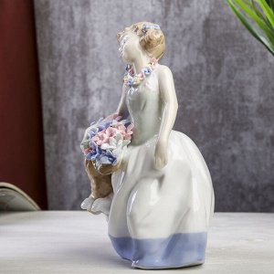 Сувенир "Девочка с корзиной цветов и щенком" 20х13х10 см