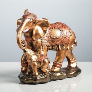Копилка "Слоны семья", глянец, бронзовый цвет, 29 см, микс