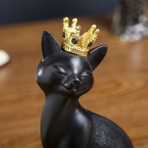 Сувенир полистоун &quot;Чёрная кошка в золотой короне&quot; 19,5х8,5х7,5 см