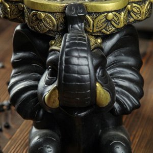 Подставка напольная "Индийский слон" чёрный с золотом, 26 см