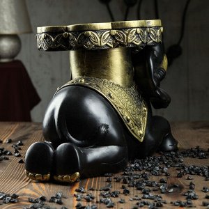 Подставка напольная "Индийский слон" чёрный с золотом, 26 см