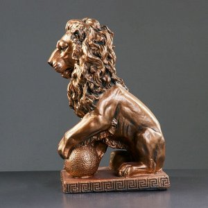 Фигура "Лев сидя с шаром" бронза 29х18х45см