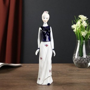 Сувенир керамика "Молодая девушка в платье с цветами" кобальт 28х6,5х6,5 см