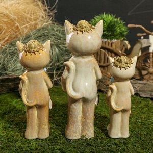 Сувенир керамика "Семейство котов-рыболовов" набор 3 шт 22х8х8 см