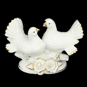 Сувенир "2 белых голубя" со стразами 9х12 см