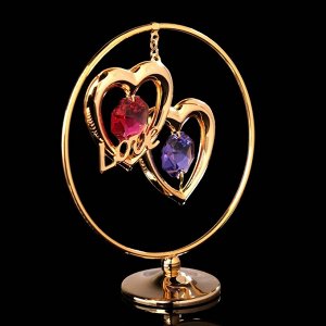 Сувенир «Сердца в кольце», 3?7?8 см, с кристаллами