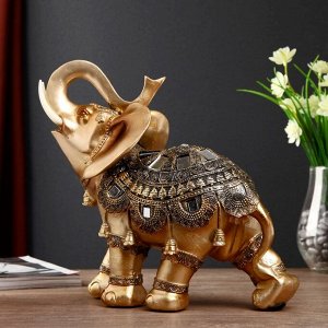 Сувенир полистоун "Слон в попоне с кисточками и зеркалами" 26х29х10,5 см