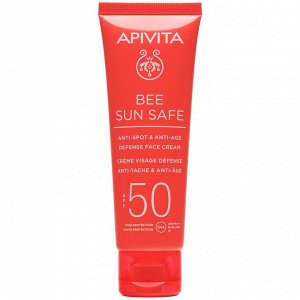 Апивита Солнцезащитный крем для лица против старения и пигментации SPF50 с морскими водорослями и прополисом, 50 мл (Apivita, Bee Sun Safe)
