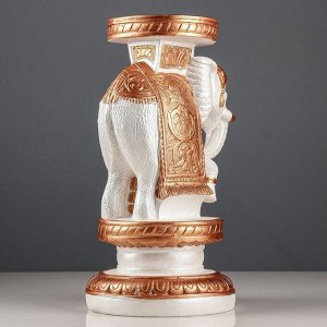 Статуэтка-подставка декоративная "Индийский слон", бело-золотой, 35 см
