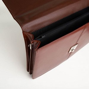 Портфель деловой на клапане, коричневый