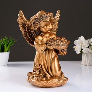Фигура «Ангел с чашей цветов» бронза 20х17х32см