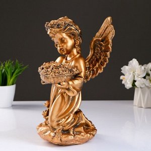 Фигура "Ангел с чашей цветов" бронза 20х17х32см